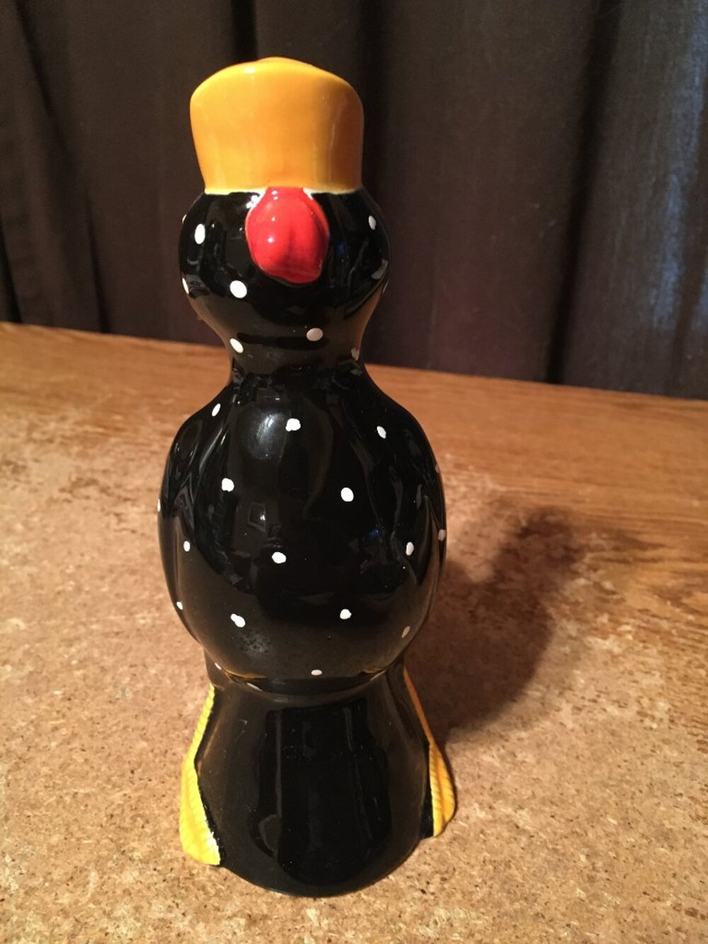 MCNUTTS DEPT 56 1988 BLACK POLKA DOT ROOSTER CHICKEN TAPERED CANDLE HOLDER - Picture 2 of 10